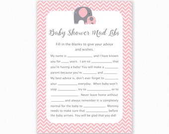 PRINTABLE Pink Owls Baby Mad Libs Baby Shower Game DIY