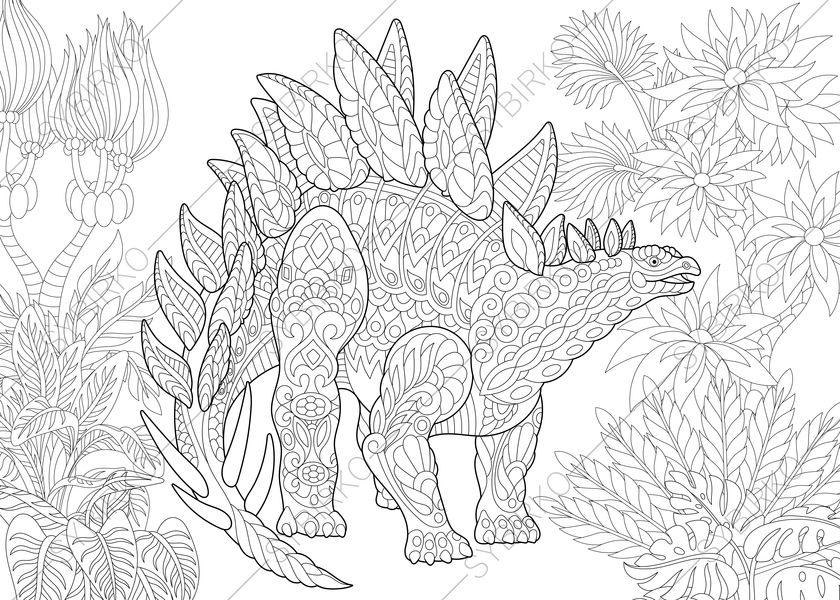 Stegosaurus Dinosaur. Dino Coloring Pages. Animal coloring
