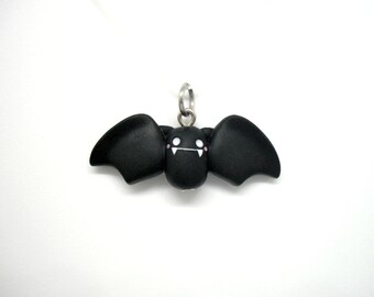Cute polymer clay bat charm - stitch marker - necklace