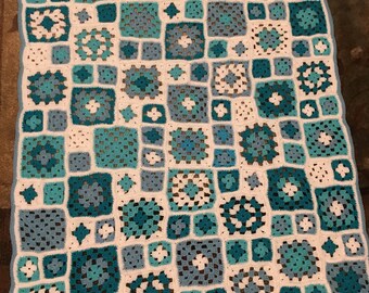 Crochet Patchwork Granny Square Afghan Available in Multple Colors