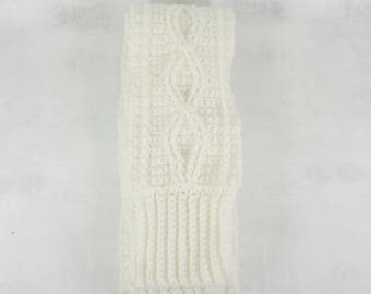 cable scarf - cable knit scarf - crochet cable scarf - white cable knit scarf - scarves for women - boho scarf - for women - long scarf