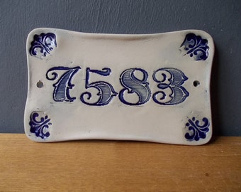 Your House Number / Door Number / Door Decor / Vintage decor / Door Plaque / Numerals / Blue sign / Door Sign