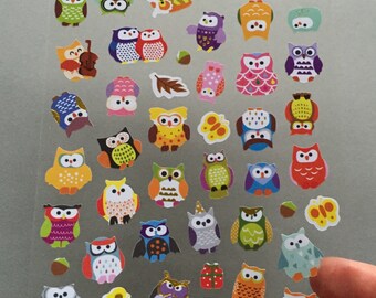 Owls Scrapbooking Stickers, Owl Card Embellishments, Owl Planner Stickers, Envelope Seals, Party Favours, Reward Sticker, Hoot Mini Stickers