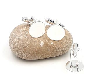 10 cabochons 14mm silver plate cuff links