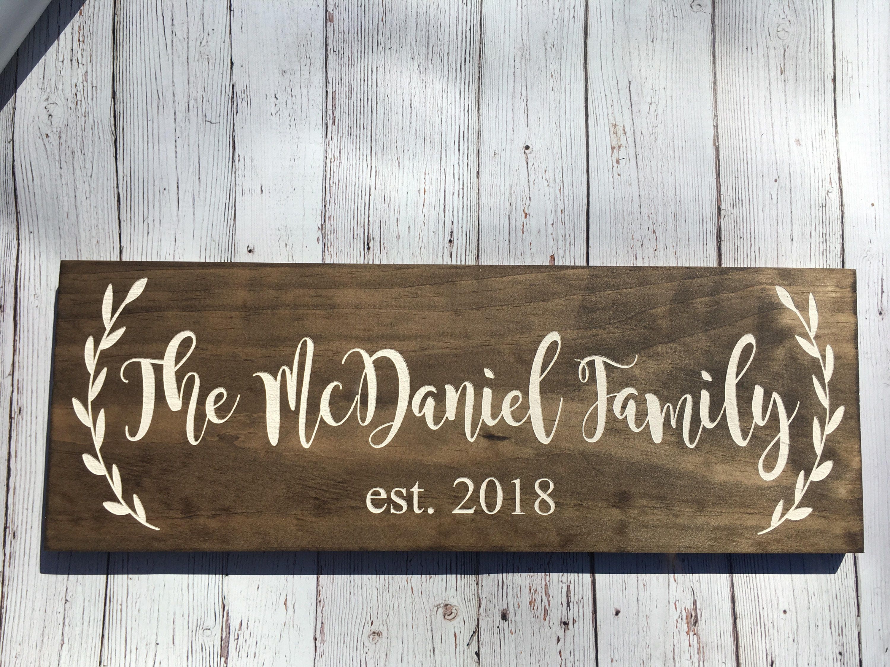 LASER ENGRAVED Rustic Family Sign Wood Family Established