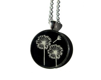 DANDELION NECKLACE - dandelion pendant - Dandelion jewelry - white dandelion earrings - flower - flower jewelry - white dandelion wish