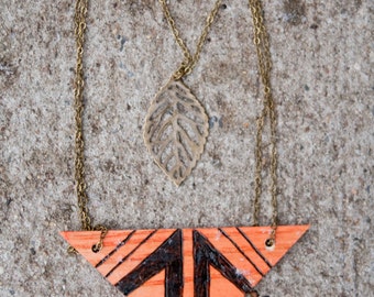 Triangle Necklace Woodburning-Made to order