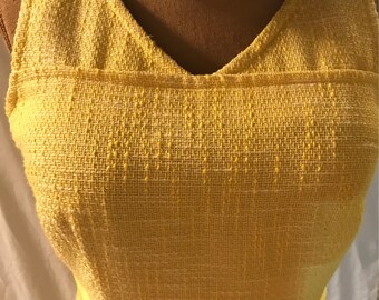 Vintage lemon yellow sleeveless dress