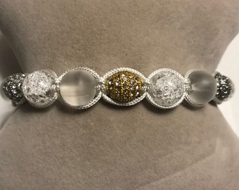 ZARACO Gold, Silver, and White Luxury Adjustable Macrame bracelet