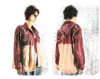embellished shirt -altered shirt -galaxy shirt - bleached shirt - casual shirt - Dip dye shirt - medium shirt # S T 3