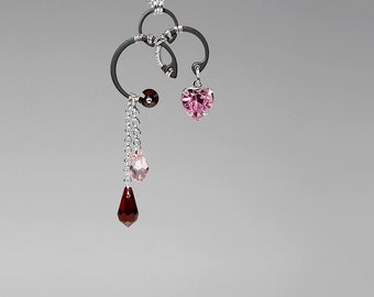 Pink Swarovski Crystal Pendant, Swarovski Necklace, Red Crystal, Valentines Jewelry, Wire Wrapped, Girly Jewelry, Youniquely Chic, Eros v6