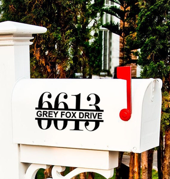 One Outdoor Mailbox Vinyl Decal with Street Address and