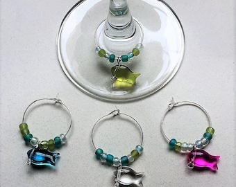 Glass Fish Wine Charms
