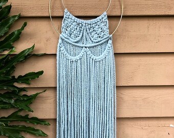 Light Blue Macrame Wall Hanging