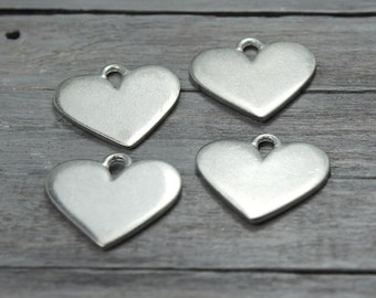 Pewter Heart Blanks, 4 Pack, Pewter Stamping Blank, Heart Blank, Metal Stamping Blanks, Pewter Shapes, Metal Blank, Stamping Supplies