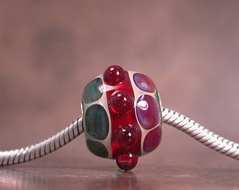 Boro Lampwork Glass Big Hole Bead, Euro Charm Bead, Sterling Core, Divine Spark Designs, SRA