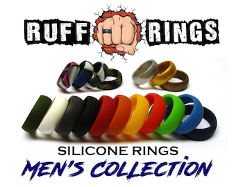 RUFF RINGS - Silicone Rings Silicone Wedding Ring Band Gift For Men Husband Father Military Personalized Custom Engraved Silicone Ring Band