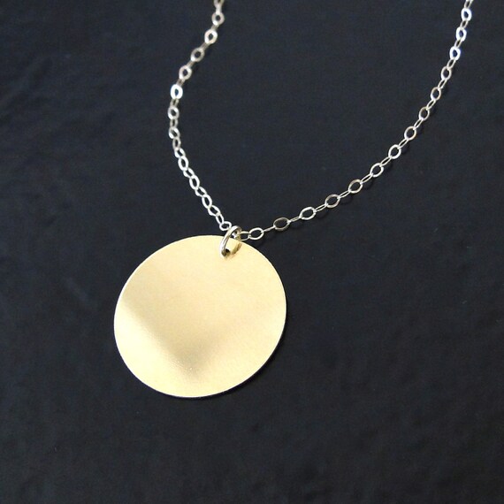 Circle Pendant Necklace Can Be Engraved 16mm Circle Coin