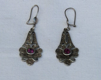 Antique sterling silver 925 earrings beautifully decorated - Antique silver earrings - Vintage silver earrings - Sterling Silver earrings