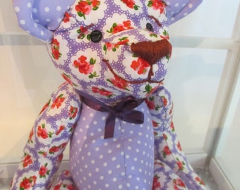 Purple Floral Teddy Bear