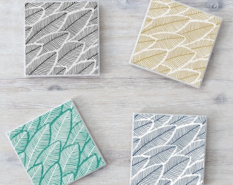 Banana LeafCeramic Tile Coasters