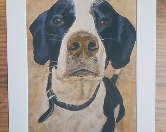 Black and white dog, animal art print