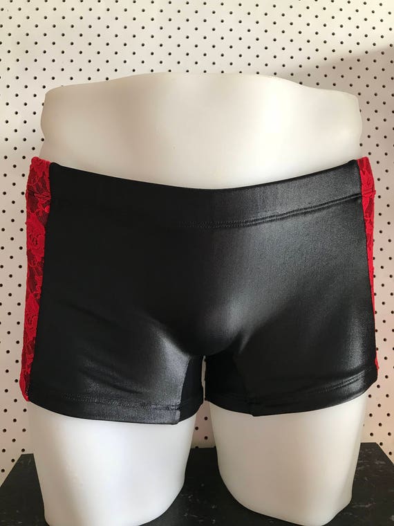 INTRODUCING our Mens euro swim truck brand: ROGUEswim ** BLACKlight swim short with REDlace side panel overlay