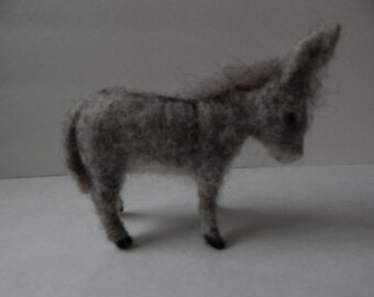 Grey Donkey Burro Nativity wool needle felted