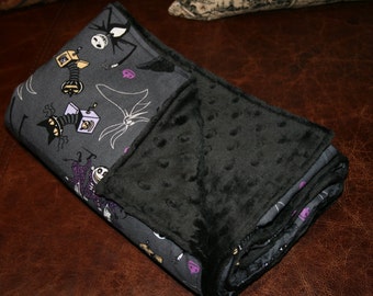 Jack Skellington Grey Minky Baby Blanket