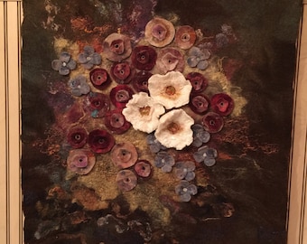 No.19 Floral Study One - Wet felted wall hanging