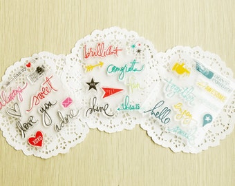 SUPER VALUE! 3 Sets of Clear Stamps - Hello, Smile, Love, Adore, Congrats, Brilliant, Together, Enjoy...