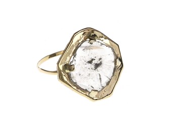 H A N D M A D E / ARUN organic diamond slice from The Rajah Press / 14k with a rose cut diamond