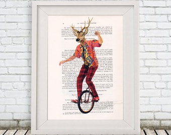 Circus Deer, deer print, circus print, deer illustration, deer poster, deer art, circus art, circus painting, Coco de Paris