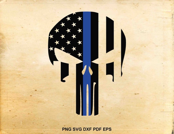 Download Police punisher skull svg Thin blue line flag American flag