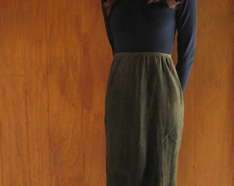 green SUEDE high waist skirt, s
