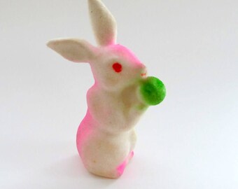 Vintage Flocked Rabbit Bunny/ Vintage Easter Holiday Decoration Figurine