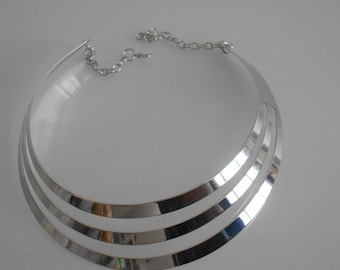 Silver necklace MULTISTRAND metal 110 mm x 30 mm