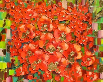 Flowers / Contemporary Art / Art Gallery / Original Art / Modern Gallery / 32 X 32 inch x1,6/ ( 80 x 80 cm ) by Noldin