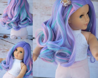 Custom Doll Wig for 18" American Girl Doll - Heat Safe - Tangle Resistant - fits 10-11" head circumference of any doll Doll Wig Unicorn Wig