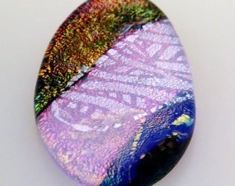 Dichroic Cabochon, Large Cabochon, 28 mm x 44 mm, Wire Wrap Supply, Unique Cabochon, Oval Cab, Jewelry CAB,