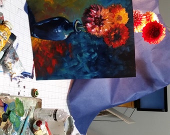 Dahlias painting | Etsy