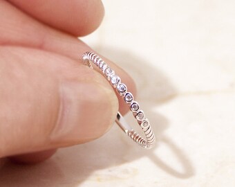 Thin Silver Ring, Tiny Silver Ring, Silver CZ Ring, Silver Stack Ring, Skinny Silver Ring, Silver Engagement Ring, Silver Wedding Ring