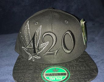 Quality premium headwear decorated with weed leaf