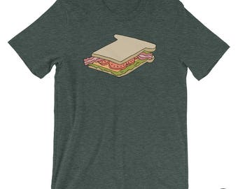 Sandwich, T shirt, Illustration, BLT, Drawing, Bacon, Lettuce, Tomato, Food Drawing, Casual Graphic T, Teeshirt