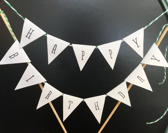 Happy Birthday Cake Topper | Flags | Happy Birthday Cake Banner | Happy Birthday Cake Bunting | Cake Decorations | Shabby Chic