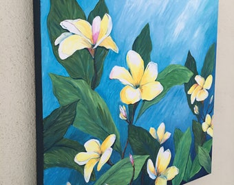 Floral Tropical Original Acrylic Painting: Dreaming of Hawaii