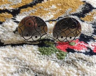 Vintage Silver Circular Cufflinks. Swank.