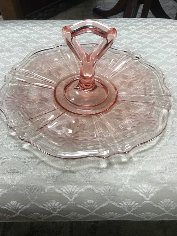 pink glass serving piece for cookies or?