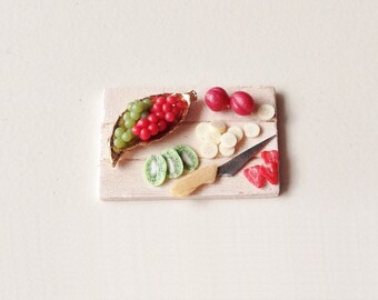 Dollhouse Miniature Fruits on Cutting Board