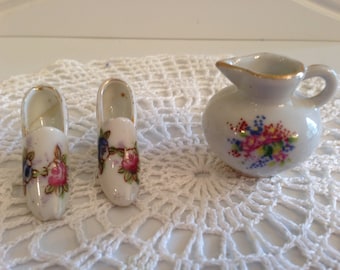 Vintage Japan Tiny Pitcher and Shoes